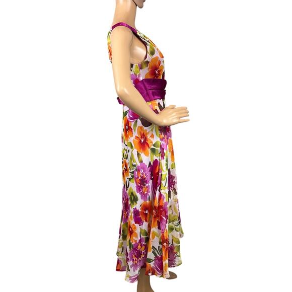 Evan-Picone Floral Fit & Flare Dress Bold Print Spring Style Wedding Season 10 - Picture 2 of 9